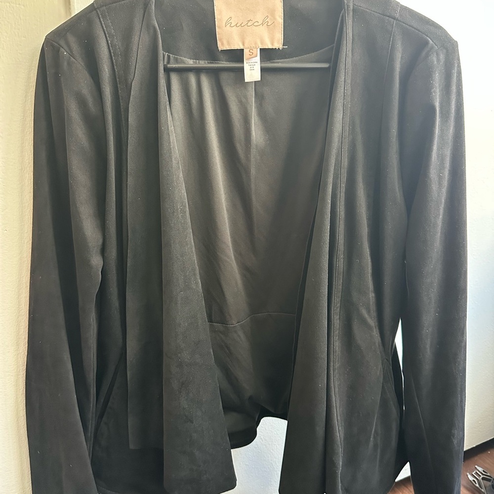 Hutch Women's Black Open-Front Suede Jacket